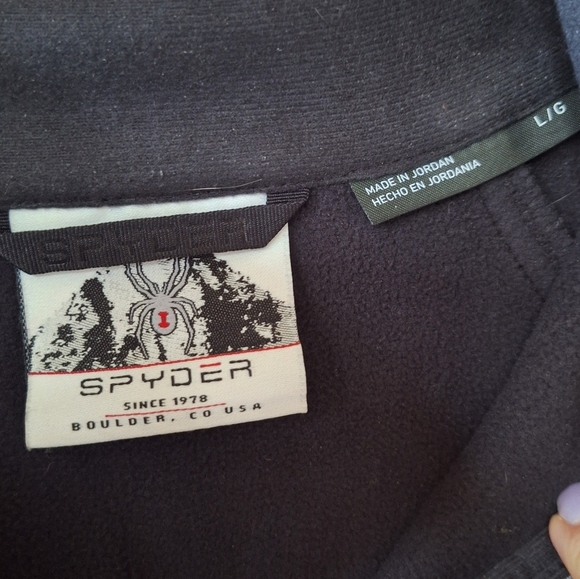 Spyder Black Mens Pullover Softshell Waffle Texture 1/4 Zip Jacket Size L - Picture 2 of 8